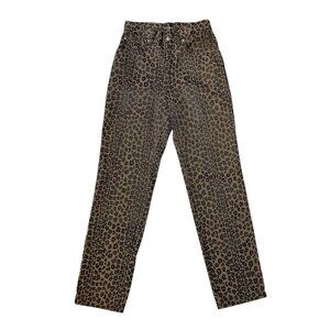 90s Vintage Fendi Leopard Print Jeans Pants Mid Rise Tapered Leg Animal Print.
